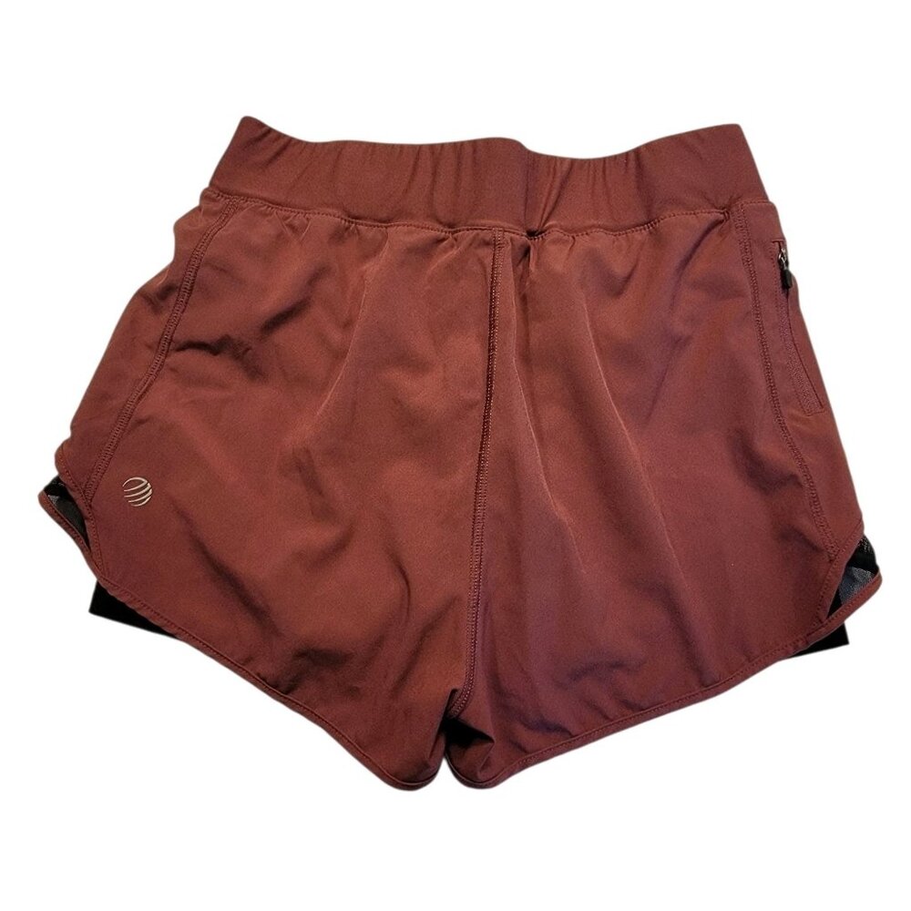 MPG Athletic Running Shorts Women's Size Small Maroon Red 2-in-1 Stretch Waist